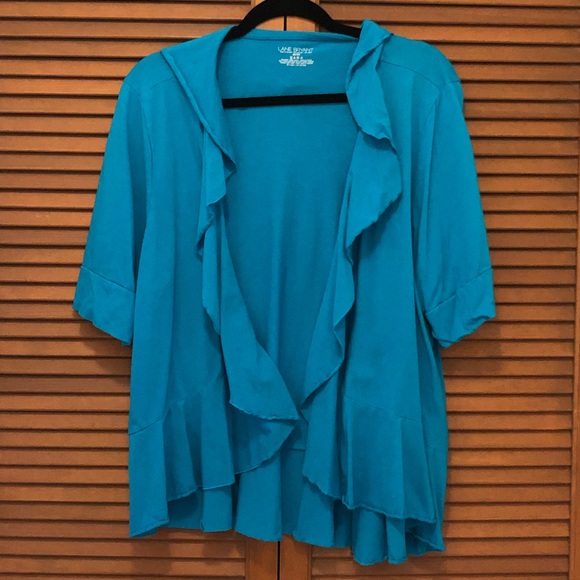 Lane Bryant blue ruffle trim cardigan 22/24 - Picture 8 of 8